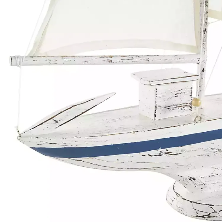 Sale Coastal White and Blue Sailboat Statue Statues & Figurines