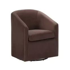 Kirklands Home Accent Chairs|Coco Velvet Swivel Barrel Accent Chair Brown