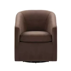 Kirklands Home Accent Chairs|Coco Velvet Swivel Barrel Accent Chair Brown