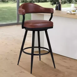 Kirklands Home Bar Stools & Counter Height Stools|Coffee Faux Leather Justin Swivel Counter Stool Brown