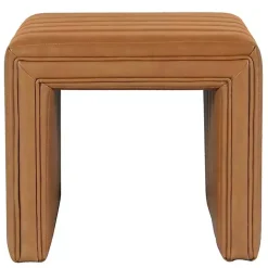 Kirklands Home Benches & Ottomans|Cognac Leather Arch Ottoman Brown