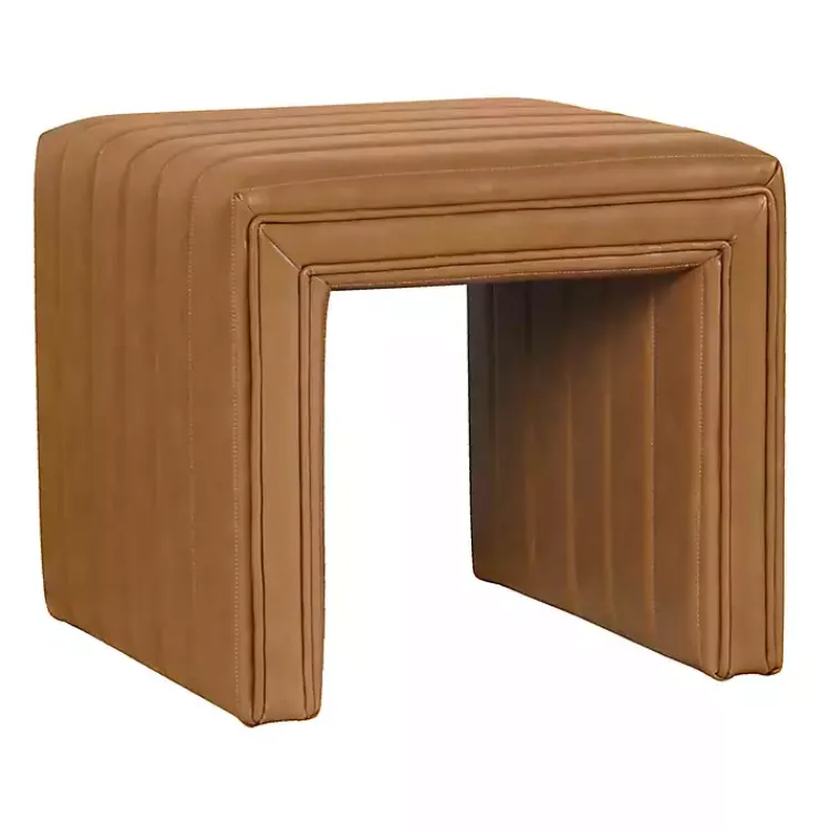 Kirklands Home Benches & Ottomans|Cognac Leather Arch Ottoman Brown