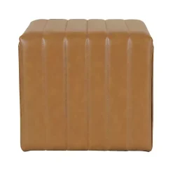 Kirklands Home Benches & Ottomans|Cognac Leather Arch Ottoman Brown