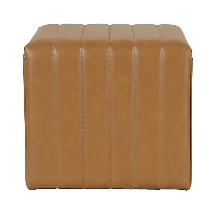 Kirklands Home Benches & Ottomans|Cognac Leather Arch Ottoman Brown