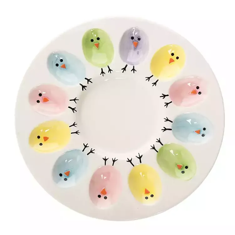 Online Colorful Easter Chicks Deviled Egg Plate Easter Decorations
