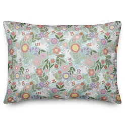 New Colorful Floral Bunnies Lumbar Pillow Easter Decorations