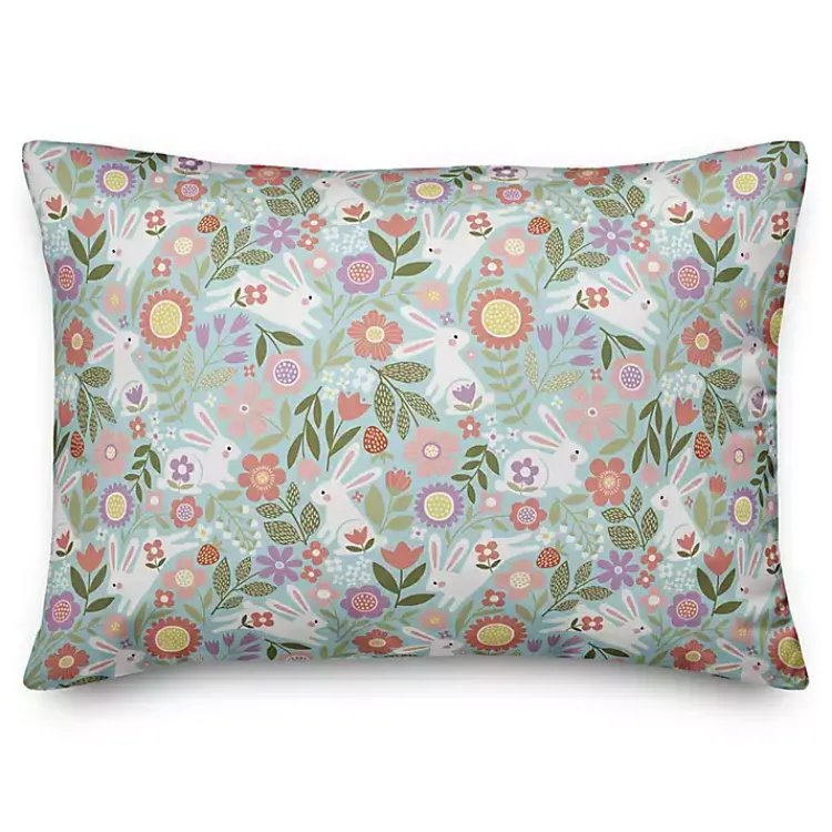 New Colorful Floral Bunnies Lumbar Pillow Easter Decorations