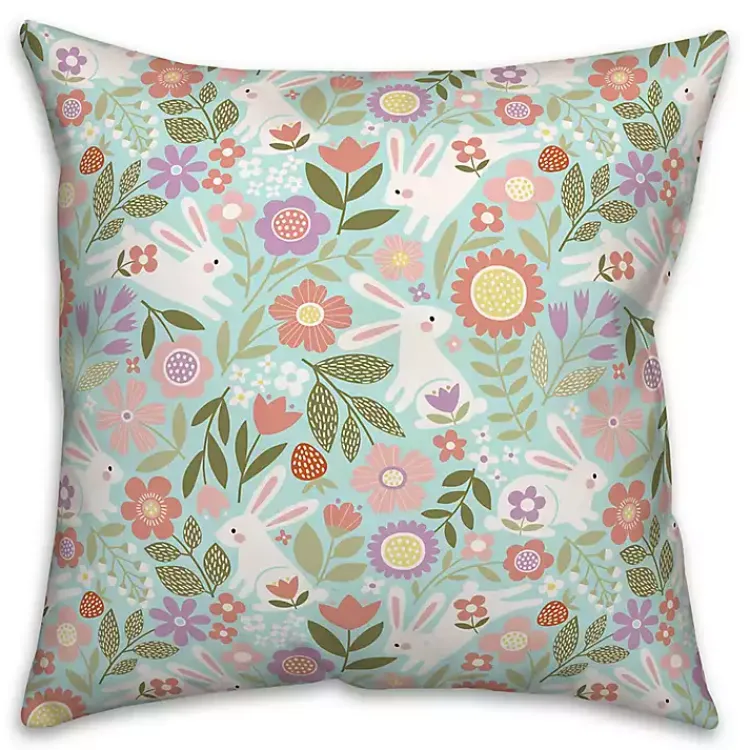 Clearance Colorful Floral Bunnies Pillow Easter Decorations