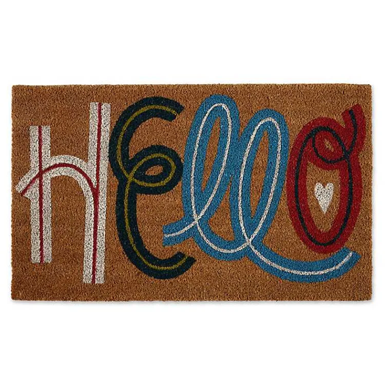 Kirklands Home Doormats|Colorful Hello Coir Doormat
