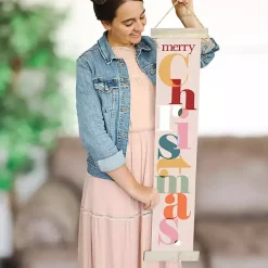 Best Colorful Merry Christmas Hanging Wall Plaque Christmas Art & Wall Decor