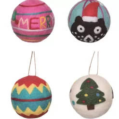 Best Colorful Tufted Christmas Tree Ornaments, Set of 4 Christmas Ornaments