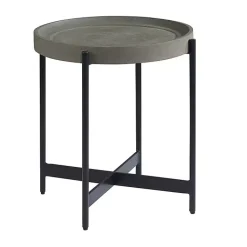 Kirklands Home Accent & End Tables|Concrete Round Tray Top Side Table Gray