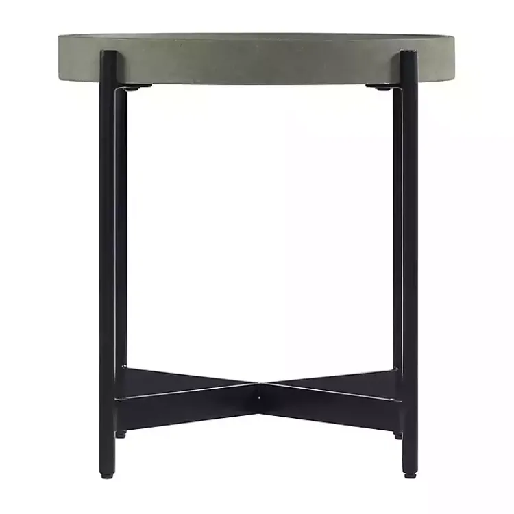 Kirklands Home Accent & End Tables|Concrete Round Tray Top Side Table Gray