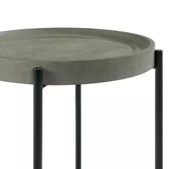 Kirklands Home Accent & End Tables|Concrete Round Tray Top Side Table Gray