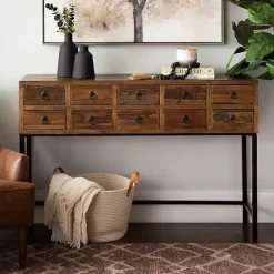 Kirklands Home Console Tables|Console Table with Keeping Drawers Brown