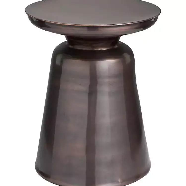 Kirklands Home Accent & End Tables|Copper Metal Accent Table with Bell Shaped Base Brown