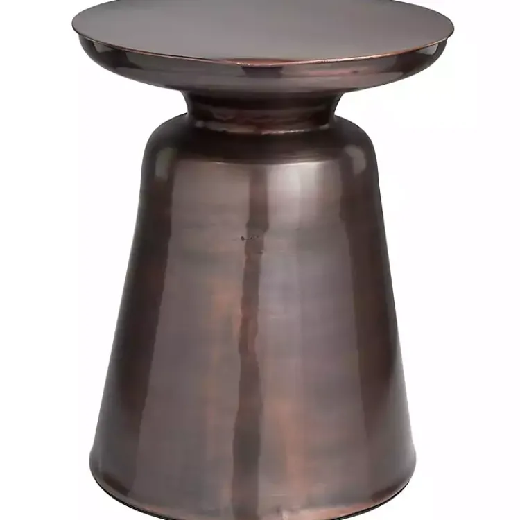 Kirklands Home Accent & End Tables|Copper Metal Accent Table with Bell Shaped Base Brown
