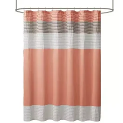 Kirklands Home Shower Curtains|Coral Colorblock Silky Shower Curtain Pink