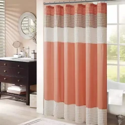 Kirklands Home Shower Curtains|Coral Colorblock Silky Shower Curtain Pink