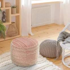 Online Coral Tropical Textured Distressed Pouf Poufs & Floor Cushions