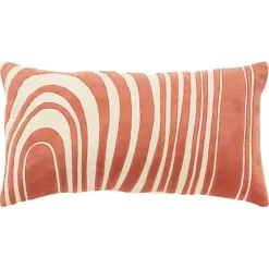 Clearance Coral Velvet Wave Lumbar Pillow Pillows