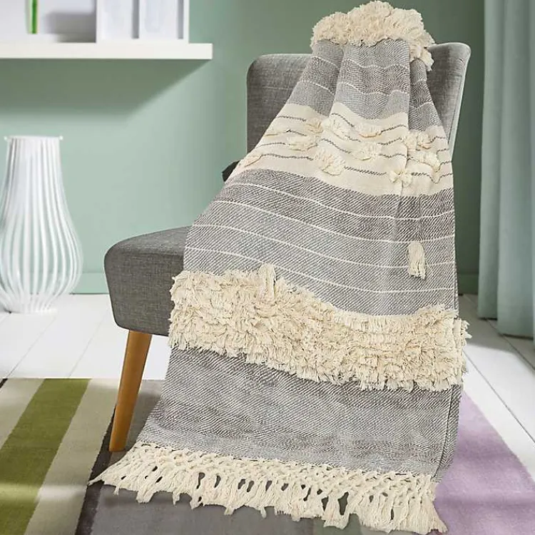 Online Cotton Fringe Eclectic Tufted Throw Blankets & Throws