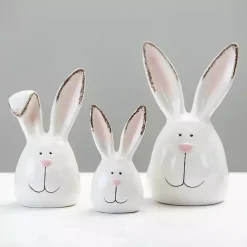 Discount Crackle Finish Bunny Heads, Set of 3 Statues & Figurines