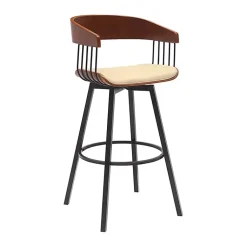 Kirklands Home Bar Stools & Counter Height Stools|Cream Athena Swivel Bar Stool Ivory