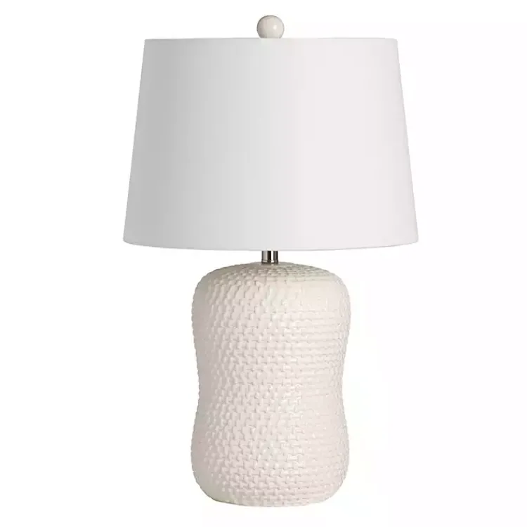 Kirklands Home Table Lamps|Cream Basketweave Ceramic Table Lamp White