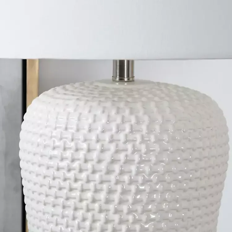 Kirklands Home Table Lamps|Cream Basketweave Ceramic Table Lamp White