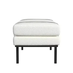 Kirklands Home Benches & Ottomans|Cream Boucle Black Faux Leather Bench White