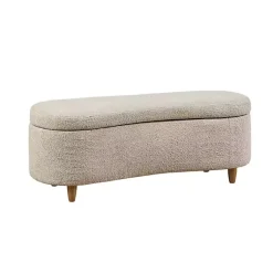 Kirklands Home Benches & Ottomans|Cream Boucle Flip-Top Storage Bench White