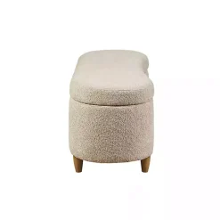 Kirklands Home Benches & Ottomans|Cream Boucle Flip-Top Storage Bench White