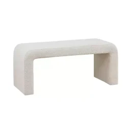 Kirklands Home Benches & Ottomans|Cream Boucle Waterfall Bench White