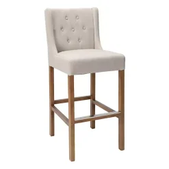 Kirklands Home Bar Stools & Counter Height Stools|Cream Button Tufted Kia Barstool Ivory