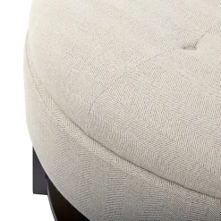 Kirklands Home Benches & Ottomans|Cream Button Tufted Storage Ottoman Ivory