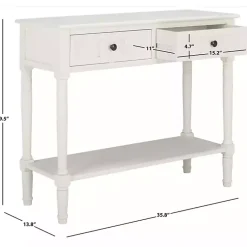 Kirklands Home Console Tables|Cream Carved 2-Drawer Console Table White