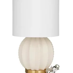 Kirklands Home Table Lamps|Cream Ceramic Fluted Gourd Table Lamp