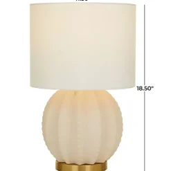 Kirklands Home Table Lamps|Cream Ceramic Fluted Gourd Table Lamp