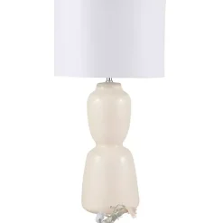 Kirklands Home Table Lamps|Cream Ceramic Rounded Hourglass Table Lamp