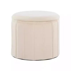 Kirklands Home Benches & Ottomans|Cream Collapsible Storage Ottoman White