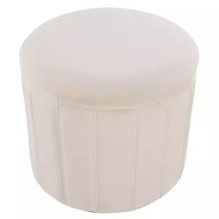 Kirklands Home Benches & Ottomans|Cream Collapsible Storage Ottoman White