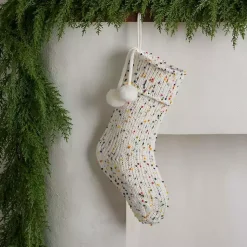 Online Cream Confetti Knit Christmas Stocking Christmas Stockings & Stocking Holders