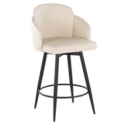 Kirklands Home Bar Stools & Counter Height Stools|Cream Faux Leather Swivel Counter Stools, Set of 2 White