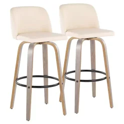Kirklands Home Bar Stools & Counter Height Stools|Cream Faux Leather Torino Bar Stools, Set of 2 Ivory