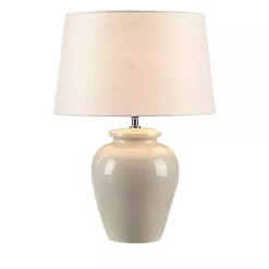 Kirklands Home Table Lamps|Cream Glazed Ceramic Anzio Table Lamp White