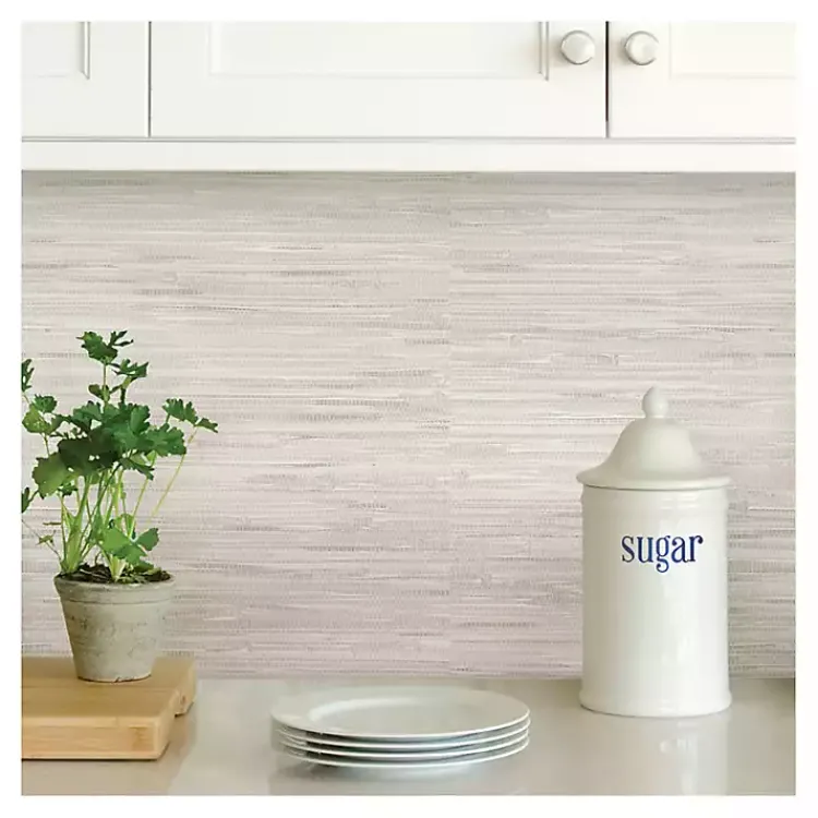 Kirklands Home Wall Murals & Wallpaper|Cream Grassweave Peel and Stick Wallpaper