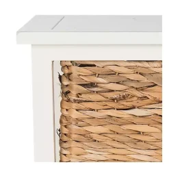Kirklands Home Accent & End Tables|Cream Hailey Wicker Basket Storage Accent Table Ivory