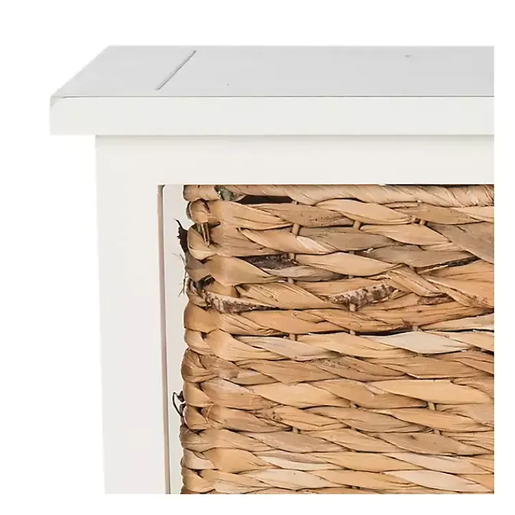 Kirklands Home Accent & End Tables|Cream Hailey Wicker Basket Storage Accent Table Ivory