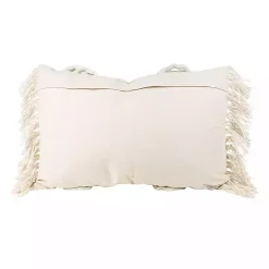 Best Cream Hand Woven Fringe Ends Lumbar Pillow Pillows